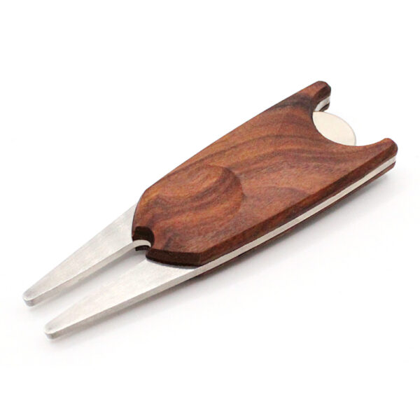 rosewood wood handle divot repair tool with ball marker