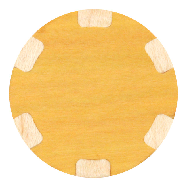 Wood poker chip style ball marker - yellowheart/maple